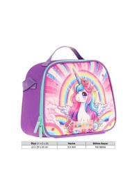 Resim Kaukko Kids Kız Çocuk Isı Yalıtımlı Okul/piknik Beslenme Çantası Unicorn L7249 Mor - Mavi 