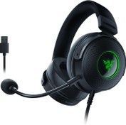 Resim Razer Kraken V3 HyperSense - Haptic Teknolojili Kablolu USB Oyun Kulaklığı (TriForce Titanium 50mm Sürücüler, THX Spatial Audio, Ayrılabilir HyperClear Kardioid Mikrofon) Siyah 