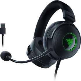Resim Razer Kraken V3 HyperSense - Haptic Teknolojili Kablolu USB Oyun Kulaklığı (TriForce Titanium 50mm Sürücüler, THX Spatial Audio, Ayrılabilir HyperClear Kardioid Mikrofon) Siyah 