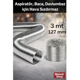 Resim Grains Global 3 Metre 127 mm Alüminyum Aspiratör Borusu, Dayanıklı, Esnek Havalandırma Hortumu, Davlumbaz ve Banyo Fanı Uyumlu 