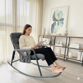 Resim Roket Sallanan Koltuk | Rahat Tv, Okuma ve Emzirme Sandalyesi – Yumuşak Minderli 