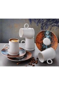 Resim Gönül G3394 Yaldızlı 12 Parça 6 Kişilik Kahve Fincan Takımı Beyaz - Gold 