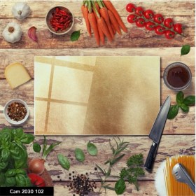 Resim Aylina Cam Kesme Tahtası | Baskılı Kesim Tablası | Temperli | 25 x 35 cm 