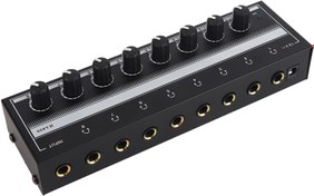 Resim Kulaklık Amplifikatörü 100-240V Ağır Hizmet Tipi Metal Net Ses 8 Çıkış Ve 1 Giriş Kanalı Stereo Kulaklık Amplifikatörü Stüdyo Için Kompakt (AB Tak) 