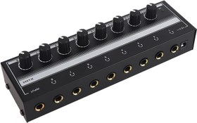 Resim Kulaklık Amplifikatörü 100-240V Ağır Hizmet Tipi Metal Net Ses 8 Çıkış Ve 1 Giriş Kanalı Stereo Kulaklık Amplifikatörü Stüdyo Için Kompakt (AB Tak) 