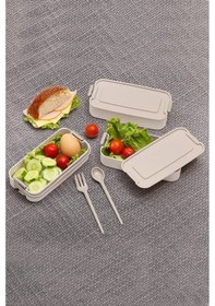 Resim Kapris Bej 3 Katlı Beslenme Kutusu Yemek Taşıma Kabı Sefer Tası 