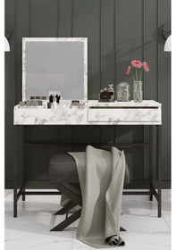 Resim Decormet Linda Makyaj Masası Carrara Marble Mermer - Gri 