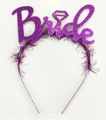 Resim AyrStore Mor Renk Bekarlığa Veda İtalik Yazı Alyanslı Bride Taç 