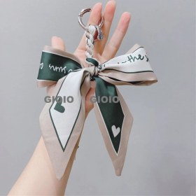 Resim Silver1 Gıoıo Yeni Ipek Eşarp Anahtarlık Kişiselleştirilmiş Inci Papyon Çanta Çekicilik Dokuma Anahtarlık (Yurt Dışından) 