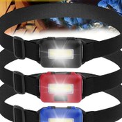 Resim 1 ADET COB LED Kafa Lambası Mini Taşınabilir Pil ile Çalışan Dış Mekan Işığı - Ayarlanabilir Kafa Bandı, Kamp, Balık Tutma, Yürüyüş ve Acil Durum Kullanımı İçin İdeal (Piller Dahil Değildir) 