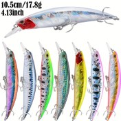 Resim Çok Renkli Yapay Minnow Balıkçılık Yemleri Seti, Çıngıraklı, 4X Güçlendirilmiş Kancalar, Birinci Sınıf ABS Malzeme - Levrek, Alabalık, Somon ve Daha Fazlası Dahil Çeşitli Balık Türleri İçin Uygun, Tüm Mevsimler İçin Hediye Paketi 