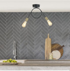 Resim Zeyrek 2 Li Siyah Eskitme Modern Plafonyer Genç Odası Mutfak Yatak Odası Avize 