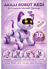 Resim Akıllı Robot Kedi Kumandalı 30 Programlı Şarjlı Dokunmatik Dans Eden İnteraktif Oyuncak 