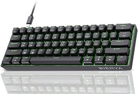 Resim DIERYA DK61se Oyun Klavyesi,%60 Parlayan yeşil,Mavi Clicky Switch, Ultra Kompakt Mini 61 Tuşlu,Gölgelenmez,Tip C Veri Kablosu,PC Windows Oyuncu Tipistleri için ABD Düzeni,Siyah 
