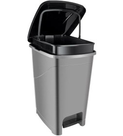 Resim Omnipazar Srl-3029 Slim Pedallı Plastik Çöp Kovası İç Kovalı 25 Lt Antrasit 