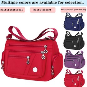 Resim Erkekler ve Kadınlar için Ayarlanabilir Askılı, Çok Bölmeli & Dekoratif Süslemeli Unisex Günlük Naylon Kare Çapraz Çanta - Şık Siyah Seyahat Omuz Çantası, Dayanıklı Yapı, Güvenli Fermuar Kapatma 