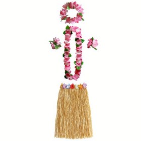 Resim Set/5 Adet, Çim Etek Partisi Hawai Çiçekli Gerdanlık Taç Bilezik Festival Elbise Aksesuarları Parti Kullanımı İçin Plastikten Yapılmış 