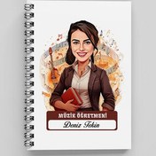 Resim En Başarılı Kadın Müzik Öğretmeni Karikatürlü Defter 
