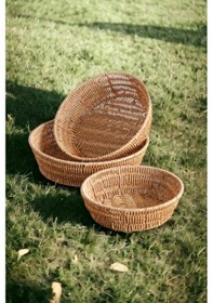 Resim 3 Lü Rattan Plastik Sepet, Ekmeklik , Meyve Sepeti Yuvarlak 3 Boy 3717/3lükrem 