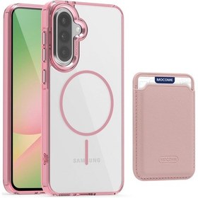Resim Samsung Galaxy A56 5g/ A36 5g Manyetik Kılıf Magsafe Tpu Pc Telefon Kılıfı Ve Kart Çantası İle Uyumlu - Şeffaf Pembe Şeffaf Pembe 