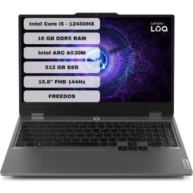 Resim Lenovo LOQ 15IAX9I 83FQ000UTR i5-12450HX 16 GB 512 SSD A530M 15.6" Dos FHD Dizüstü Bilgisayar 