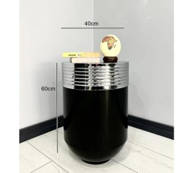 Resim Evden İste Elegant Dekoratif Krom Darbuka Parlak Siyah Sehpa 60 cm 