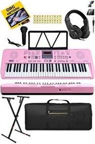 Resim Midex PS-1800PK-SET 61 Tuşlu Kaliteli Dijital Ekran Pembe Org (Stand Kulaklık Çanta Notalık Adaptör Metod) 