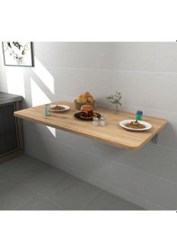 Resim Kydoniahome 45X72 Cm Duvara Monte Atlantik Çam Ahşap Desenli Mdf Lam Masa 