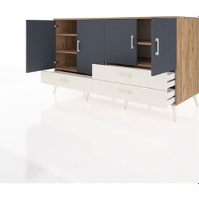 Resim Kronos Konsol 5 Raflı 3 Çekmeceli 4 Kapaklı 176x59x99 Çam-antrasi Çam-antrasit/aytaşı 