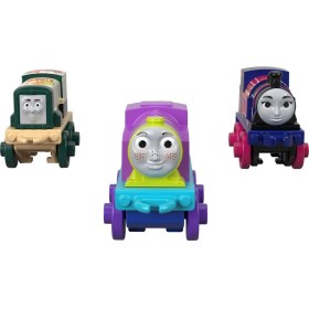 Resim Thomas Mini Serisi Tekli Oyuncak Trenler - 3'lü Set Mor-Pembe-Yeşil Tekerlek GBB49 