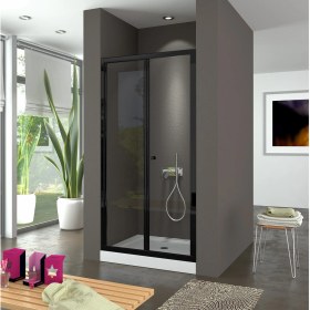 Resim Durul Duşakabin 77 cm Ön Cephe Katlanır Akordion Kapı Siyah Şeffaf Cam Yükseklik 190CM 