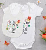 Resim Bitmeyenkartus Bk Kids Kişiye Özel Annem Çok Şeyi Bilir Tasarımlı Bebek Body Zıb Çok Renkli 