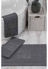 Resim 3 Lü Banyo Ayak Havlusu %100 Pamuklu 50x70 Cm Nice Antrasit 