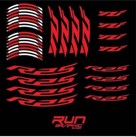 Resim Yamaha R25 Kırmızı Jant Şerit Sticker Çok Renkli 