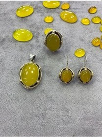 Resim Sarı Akik Taşlı Gümüş Set 925 Ayar (318371491) 