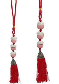 Resim Üçlü Pembe Maneki Neko Şans Kedisi Araba Süsü No.5p 