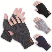 Resim Kış için yumuşak ve sıcak alpaka yarım parmak eldivenler 