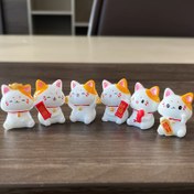 Resim 6 Parça Şanslı Kedi Figürleri Seti - Yeni Yıl İçin Minyatür Maneki Neko Reçine Koleksiyon Bebekleri, Büyüleyici Servet Kedileri Süsleri Ev, Ofis, Oda Dekorasyonu İçin, Tatil Hediyeleri ve Feng Shui Dekorasyonları İçin İdeal 