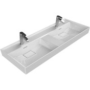 Resim TURKUAZSERAMİK Cerastyle Turkuaz Sharp Etajerli Lavabo 120*48 Cm (cıft Hazne Cıft Bat.) 