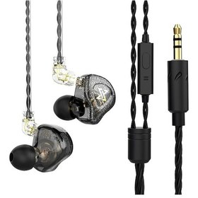 Resim Qkz Ak6 Max Dinamik Sürücü Kulak İçi Kulaklık 3.5mm Mikrofonlu 2pin 0.75mm Çekilebilir Kablolu Şeffaf Siyah Müzik Kulaklığı Ak6 Max AK6 Max 