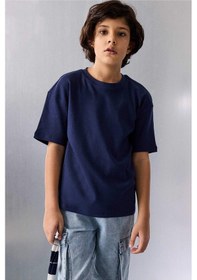Resim Defacto Oversize Kalın Kumaş Tişört Erkek Çocuk G6486a826smnv31 Lacivert-nv31 