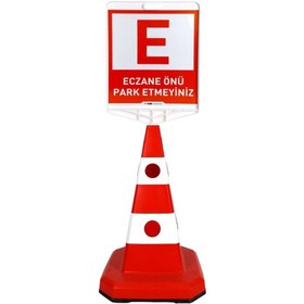 Resim İleri Trafik Eczane Önü Park Yapılmaz Çift Taraf Baskı Ultra Kedi Gözlü Ağırlıklı Trafik Koni Trafik Dubası 