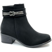 Resim Mehtap Yanı Taş Detaylı Fantazi Klasik Kadın Bot Siyah 