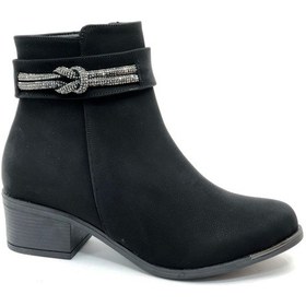 Resim Mehtap Yanı Taş Detaylı Fantazi Klasik Kadın Bot Siyah 