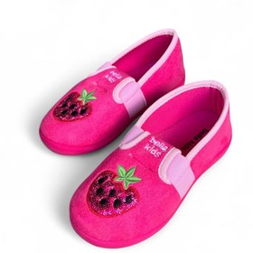 Resim AkınalBella kız çocuk çilek baskılı kaydırmaz taban ev ayakkabısı panduf 