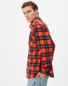 Resim Oduncu Gömleği Cep Detaylı Düğmeli Klasik Yaka 