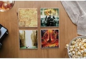 Resim Atölye Yüzüklerin Efendisi Temalı Bardak Altlığı 4’lü Set Doğal Taş (10x10 cm) 