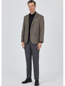 Resim İmza Koyu Vizon Mono Yaka Bez Ayağı Tam Astar Esnek 4 Drop Comfort Fit Classic Ceket 1002250155 Koyu Vizon 