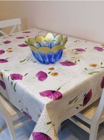 Resim Elyaflı Pvc Muşamba - Desenli Silinebilir Masa Örtüsü 01fnt12263 Mor 