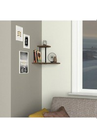 Resim Dekorister Agora Köşe Duvar Rafı Ceviz 